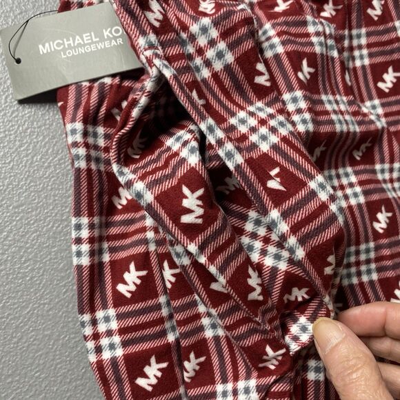 NWT MICHAEL KORS Loungewear Pants Plaid Pull On Pockets Logo MK Pajama Men L Red - Picture 9 of 9